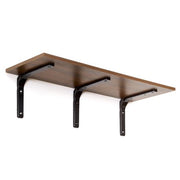 80cm Floating Wall Shelf with Metal Brackets - Brown