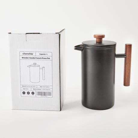 1L Stainless Steel French Press Coffee Maker - Black