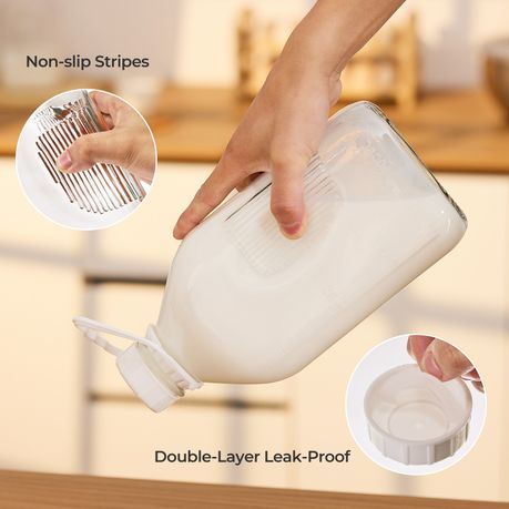 1.9L Glass Milk Bottles with Airtight Lids | 2-Pack