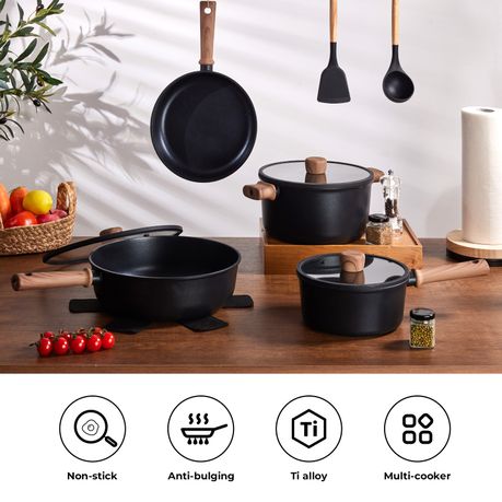 Chenshia 13pc Titanium Coating Non-Stick Cookware Utensil Set Gas Induction