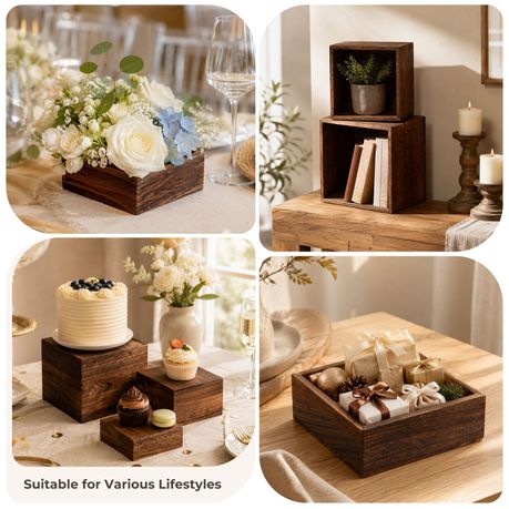 Wooden Dessert Display Riser Set - 3 Sizes (6 Pack)