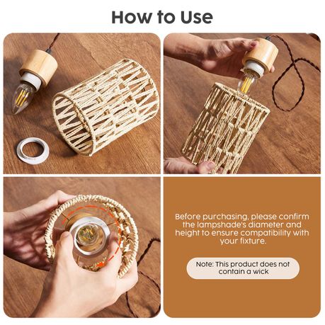 3-Piece Handcrafted Woven Rattan Lampshade Light Cover & Home Decor