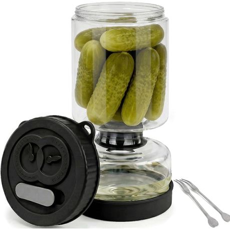 Chenshia 1L Glass Pickle Jar Hourglass Airtight Strainer Fermentation Tool