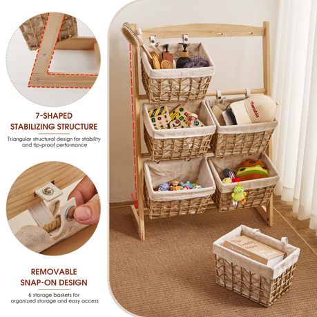 Double-Tier Floor-Standing Toy and Snack Storage Rack