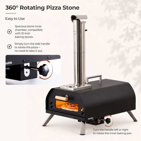 Portable Wood Pellet Pizza Oven - Rotating 12-Inch Stone
