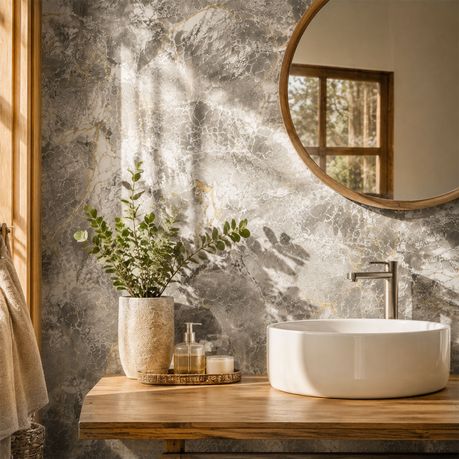 Golden Grey Marble-Effect Self-Adhesive Vinyl Roll | 40 cm × 3 m