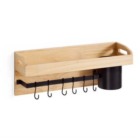 Wall-Mounted Wooden Kitchen Spice Rack