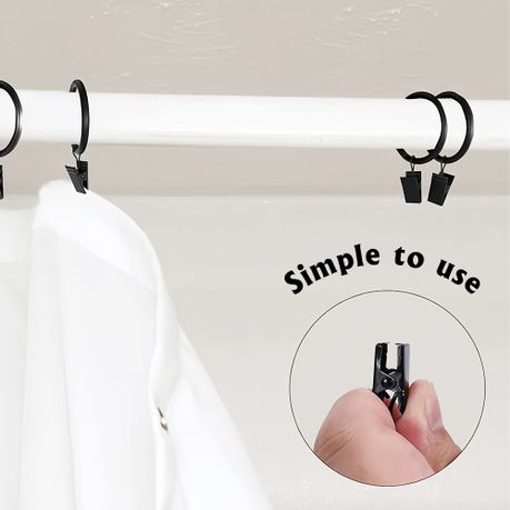 Steel Metal Curtain Rings with Secure Clips - 40Pcs