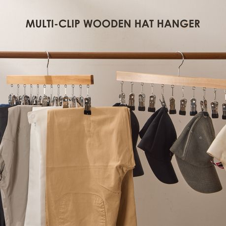 Wooden Multi-Pant Hangers with Anti-Slip Clips - 2 Pack