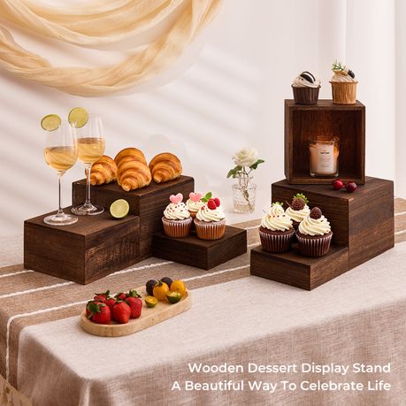 Wooden Dessert Display Riser Set | 3 Sizes (3 Pack)
