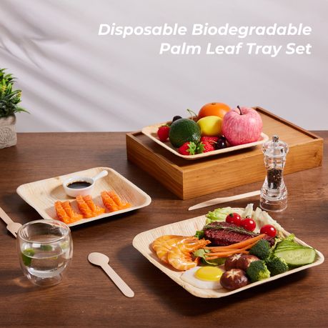 Disposable Biodegradable Palm Leaf Tray Set
