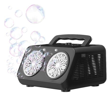 Black Dual-Fan Automatic Bubble Machine | 20,000+ Bubbles | LED Lights