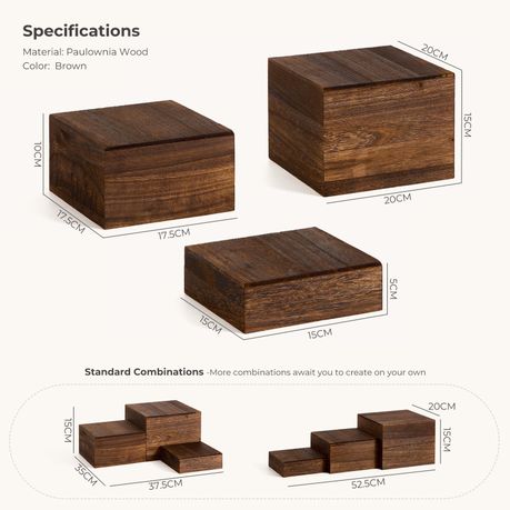 Wooden Dessert Display Riser Set | 3 Sizes (3 Pack)