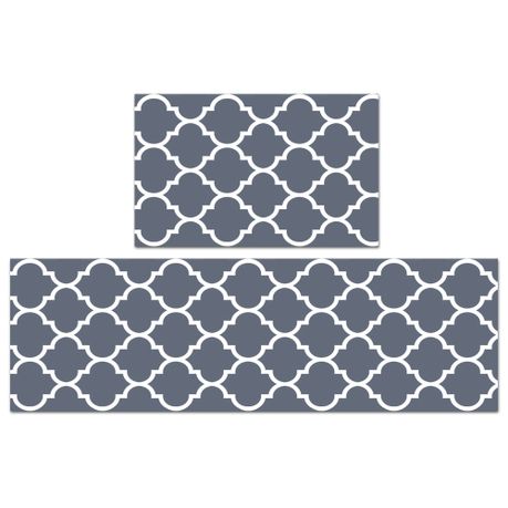 Blue Non-Slip Absorbent Floor Mat Set -50x80cm & 50x160cm Runner