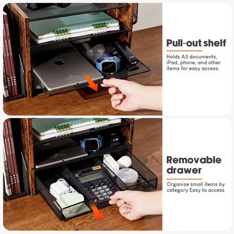 Metal Desk Counter Office Organiser Sliding Drawer Document Tray