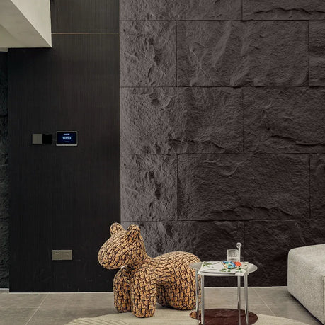 10-Pack 3D Stone-Like Wall Panel Accent Wall Tiles Rock Decor - Black