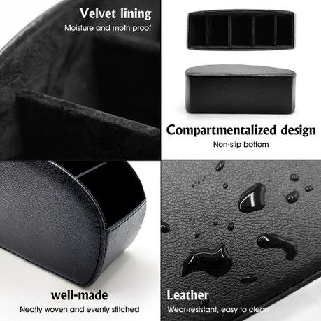 5 Compartment Desktop Organizer - Faux Leather Remote Control Holder