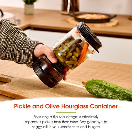 Chenshia 1L Glass Pickle Jar Hourglass Airtight Strainer Fermentation Tool