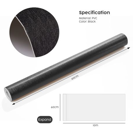 10M Black Embossed Self-Adhesive Wallpaper