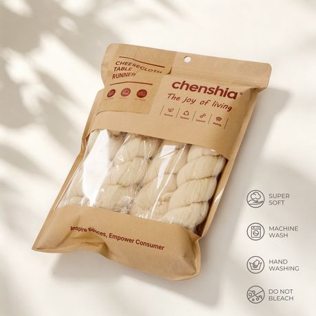 Cream Cheesecloth Table Runner (2 Piece)