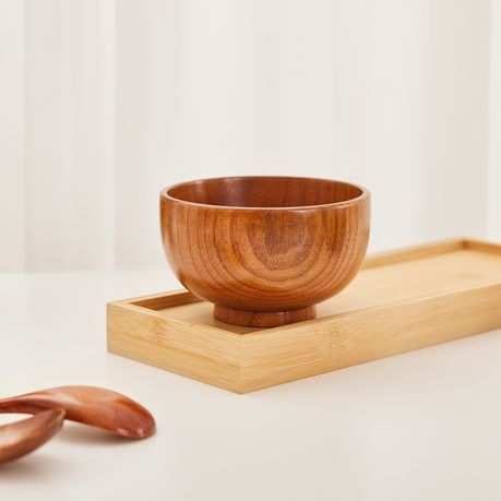 Handcrafted Wooden Bowl & Spoon Set - 4 Bowls & 4 Spoons
