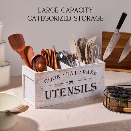 Wood Resturant Home Kitchen Utensil Storage Fork Knife Organiser