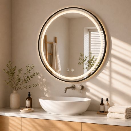LED Bathroom Mirror Anti Fog Smart Illuminated 3 Color - Round