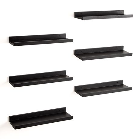 Paulownia Wood Floating Wall Shelves (Set of 6)
