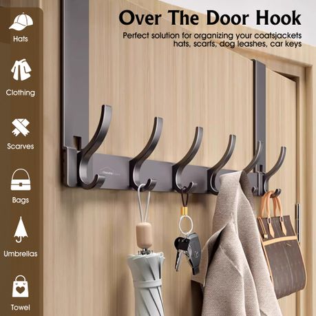 12 Heavy Duty Carbon Steel Hooks - Coat Organizer Rack