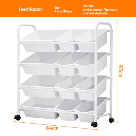 Kids Toy Storage Organizer Shelf Unit 12 Plastic Bins Book Rack Stand