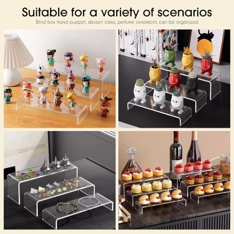 3pcs Clear Acrylic Display Riser & Perfume Organiser Cupcake Stand