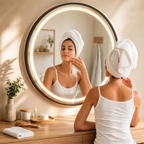 LED Bathroom Mirror Anti Fog Smart Illuminated 3 Color - Round