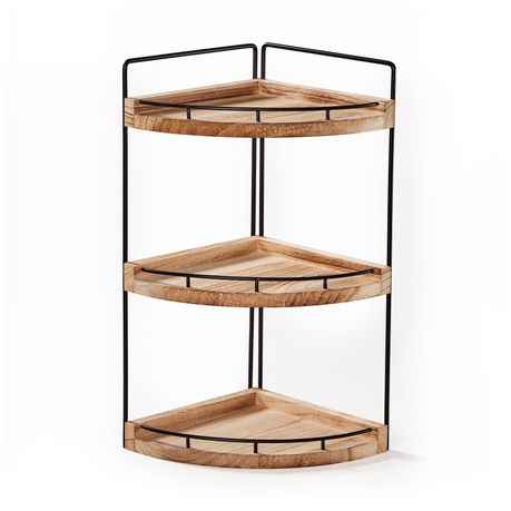 Chenshia Wood Tiered Vanity Organizer Kitchen Counter Corner Shelf Storage