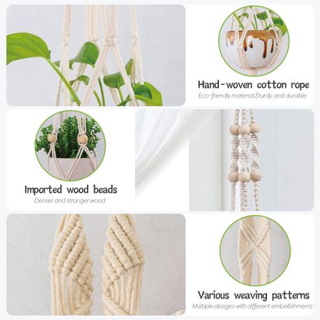 Cotton Rope Boho Macrame Plant Hanger Set 5Pcs