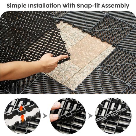 16-Piece Interlocking Garage Floor Tiles - Black