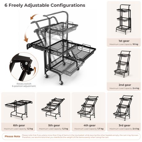 3-Tier Adjustable Storage Trolley