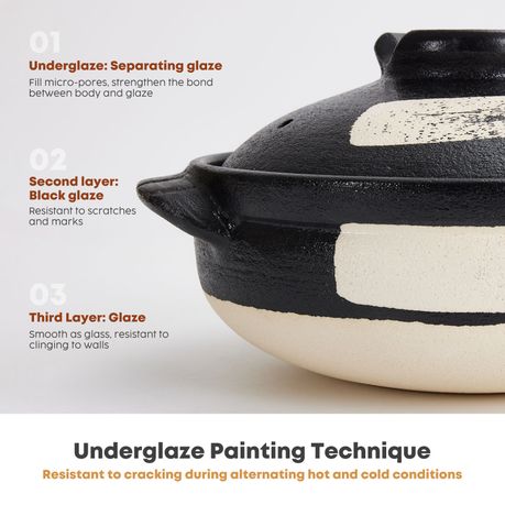 Chenshia Natural Clay Casserole Pot - Handmade Ceramic Cooking Dutch Oven