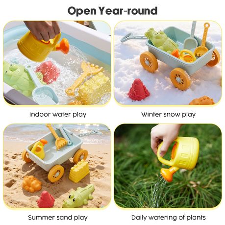 Chenshia 8Pc Wheelbarrow & Sand Castle Set - Kids Montessori Beach Toy Set