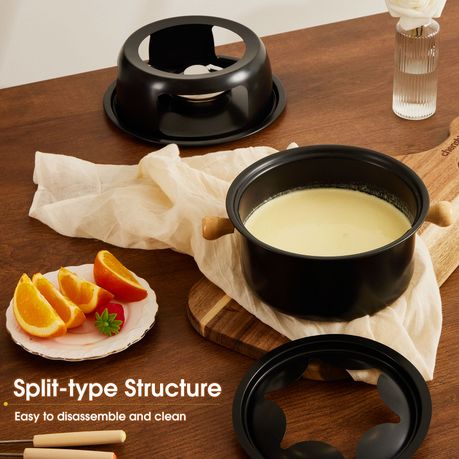 Chenshia 1.5L Fondue Set Non-Stick Chocolate & Cheese Hot Pot & 6 Fork Set