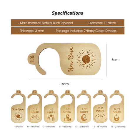 7Pc Wooden Baby Closet Dividers