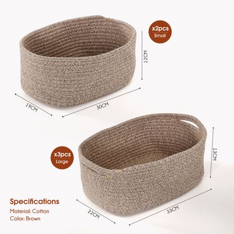 Chenshia 5-Piece Cotton Woven Storage Organiser Bins