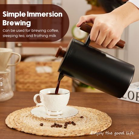 1L Stainless Steel French Press Coffee Maker - Black