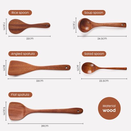 Ebony Wood Cutlery 5 Piece Set Cooking Utensils