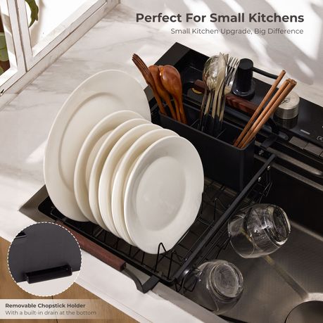 Expandable Over-Sink Dish Drying Rack with Cutlery Holder | 40–55 cm