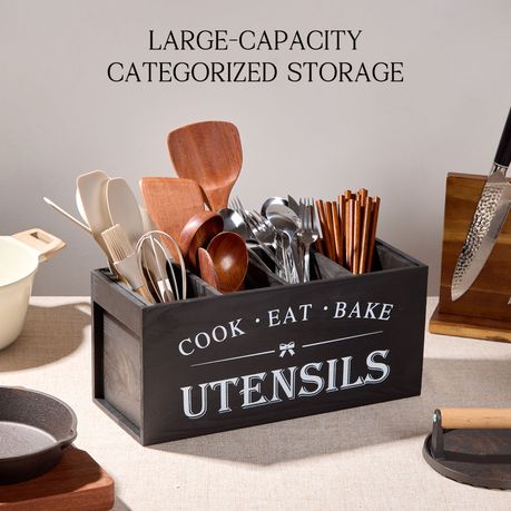 Wood Resturant Home Kitchen Utensil Storage Fork Knife Organiser