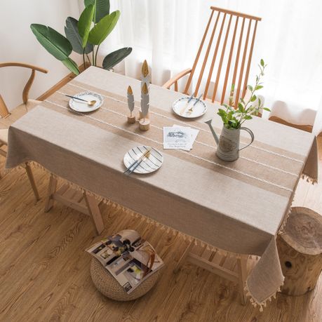 Tassel Tablecloth Waterproof Anti Wrinkle Dining Cover Cloth