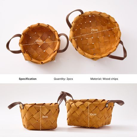 Natural Wood Chip Woven Fruit & Veg Basket Set