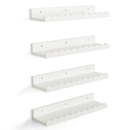 Wooden Wall-Mounted Floating Bookshelf - 4-Pack