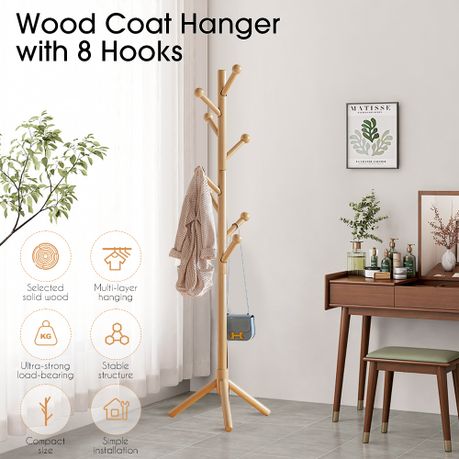 Solid Wood Freestanding Coat Rack