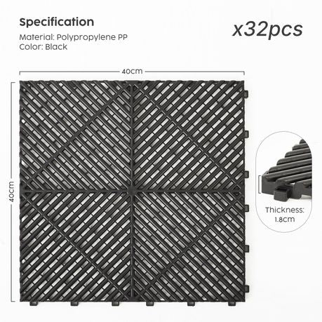 32-Piece Interlocking Garage Floor Tiles - Black
